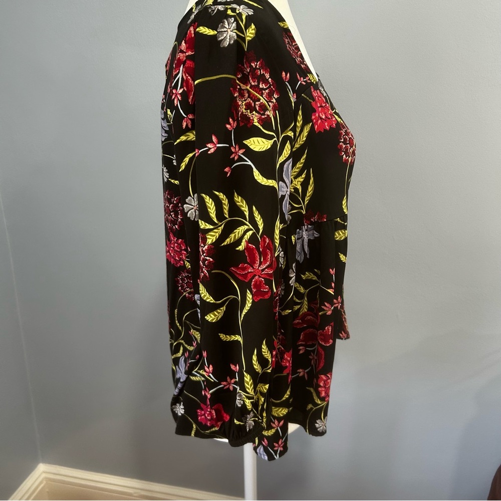 Left Coast Dolan babydoll top Black Floral Square neck womens Size Small boho - Picture 12 of 16